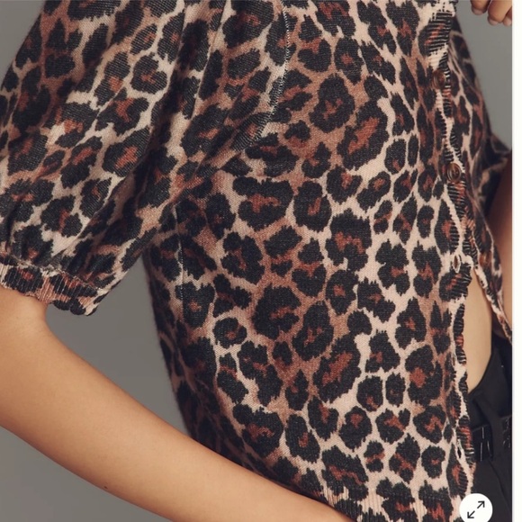 🐆Anthroplogie CASHMERE Puff-Sleeve Cardigan Sweater Maeve NEW Medium - Picture 3 of 15